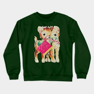 Vintage Reindeer Cute and Cuddled Together Christmas Crewneck Sweatshirt